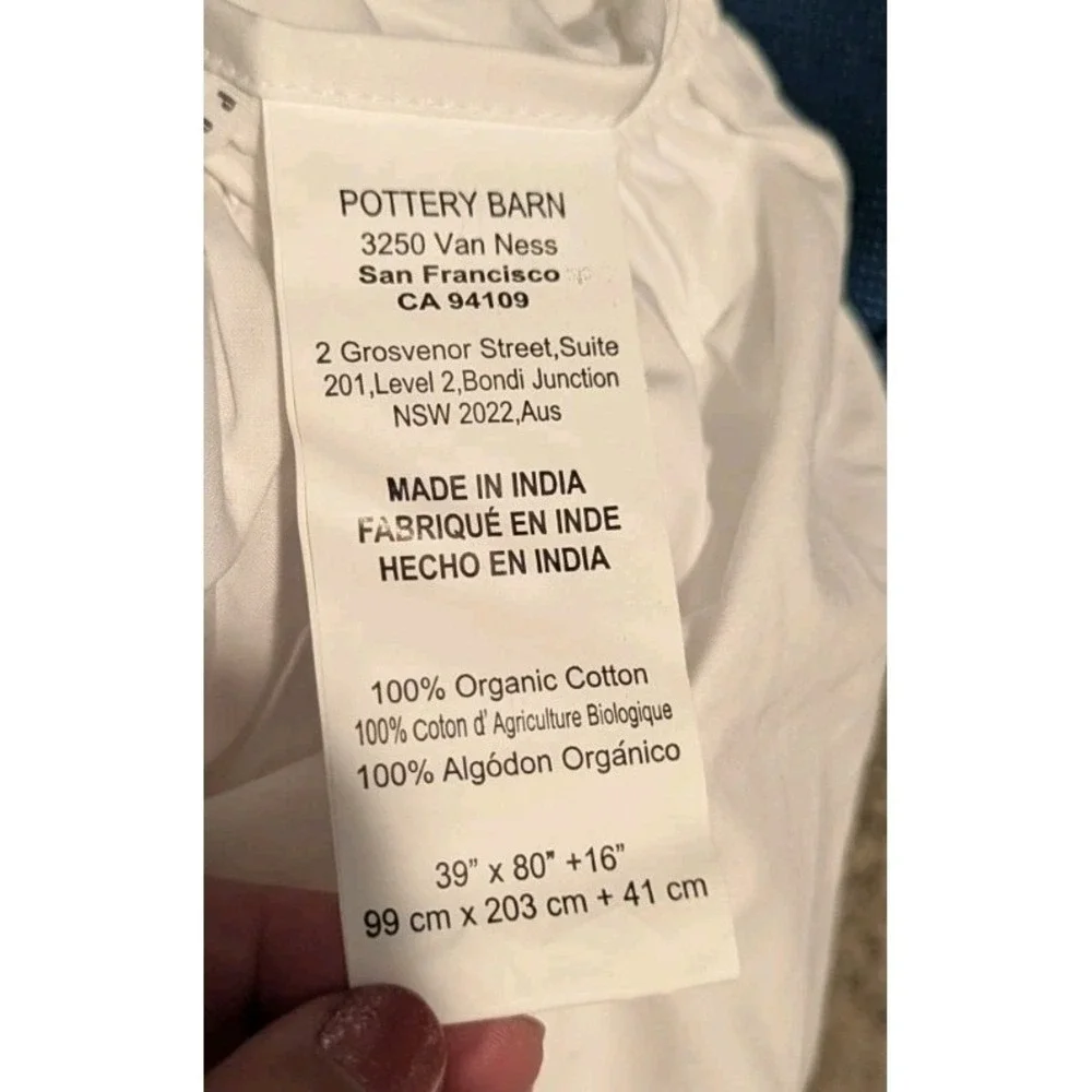 Pottery Barn Sheet Set White Twin/Twin XL400 Thread Count 100% Organic Cotton